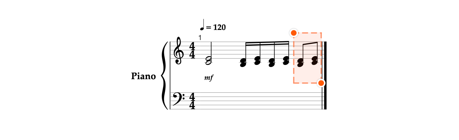 Last eighth notes selected