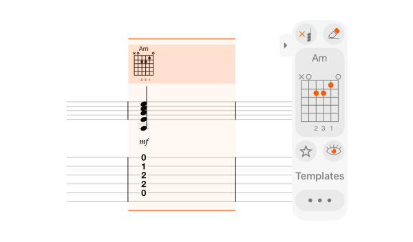 Chords panel with a chord