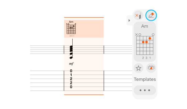 Chords panel with a chord