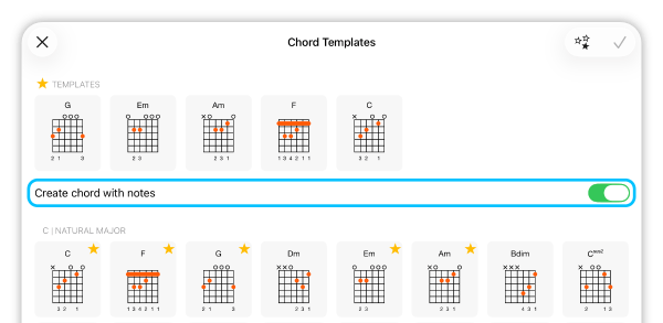 Disabling the Create chord with notes option