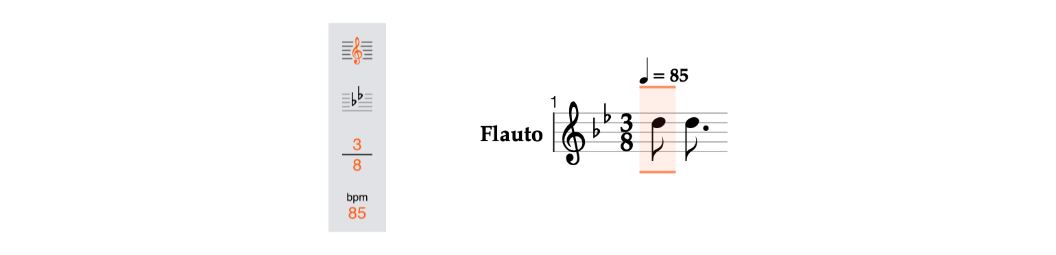 Tool palette buttons depicting the properties of the selected fragment