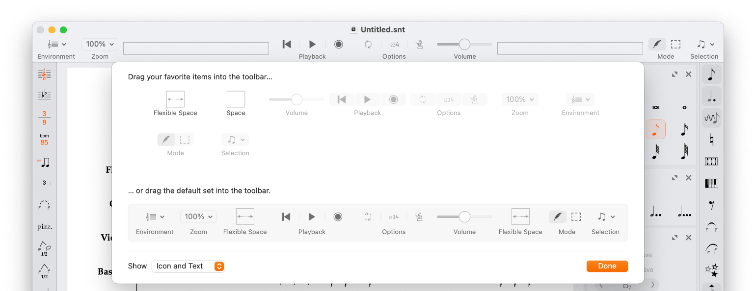 Toolbar customization