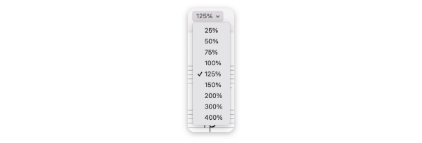 Zoom scales menu