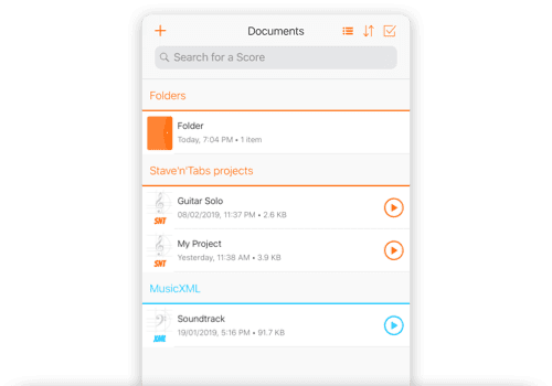 Compact list view in Projects Manager of Staventabs for iOS and iPadOS