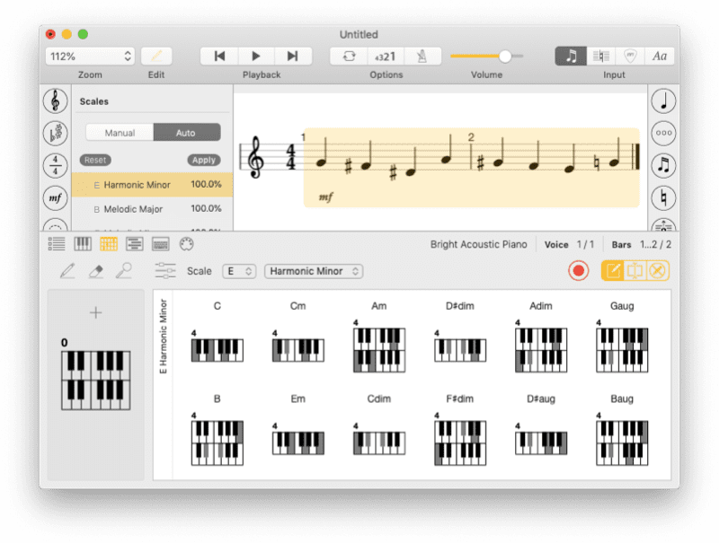 Scales recognizing and scale chords in Staventabs Pro