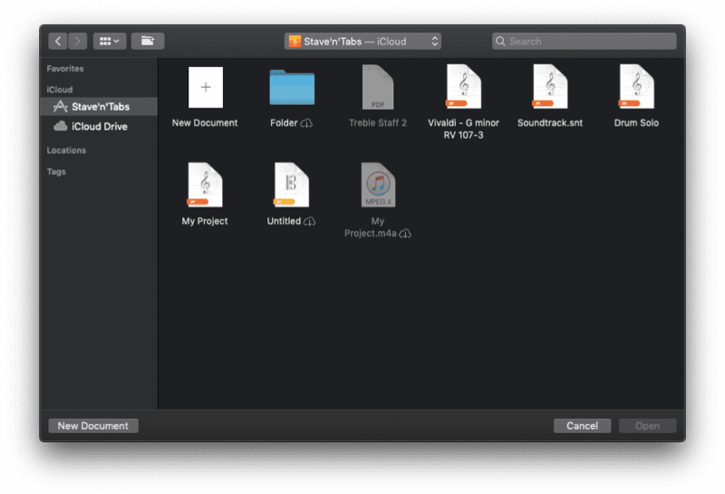 iCloud Drive in Staventabs Pro